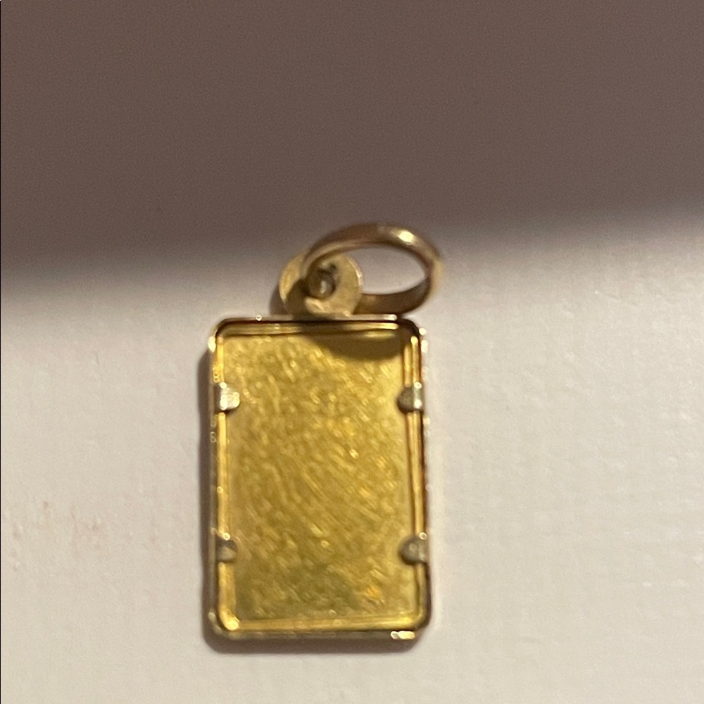 Gold Rectangular Pendant Charm - Yellow Gold - Picture 2 of 5